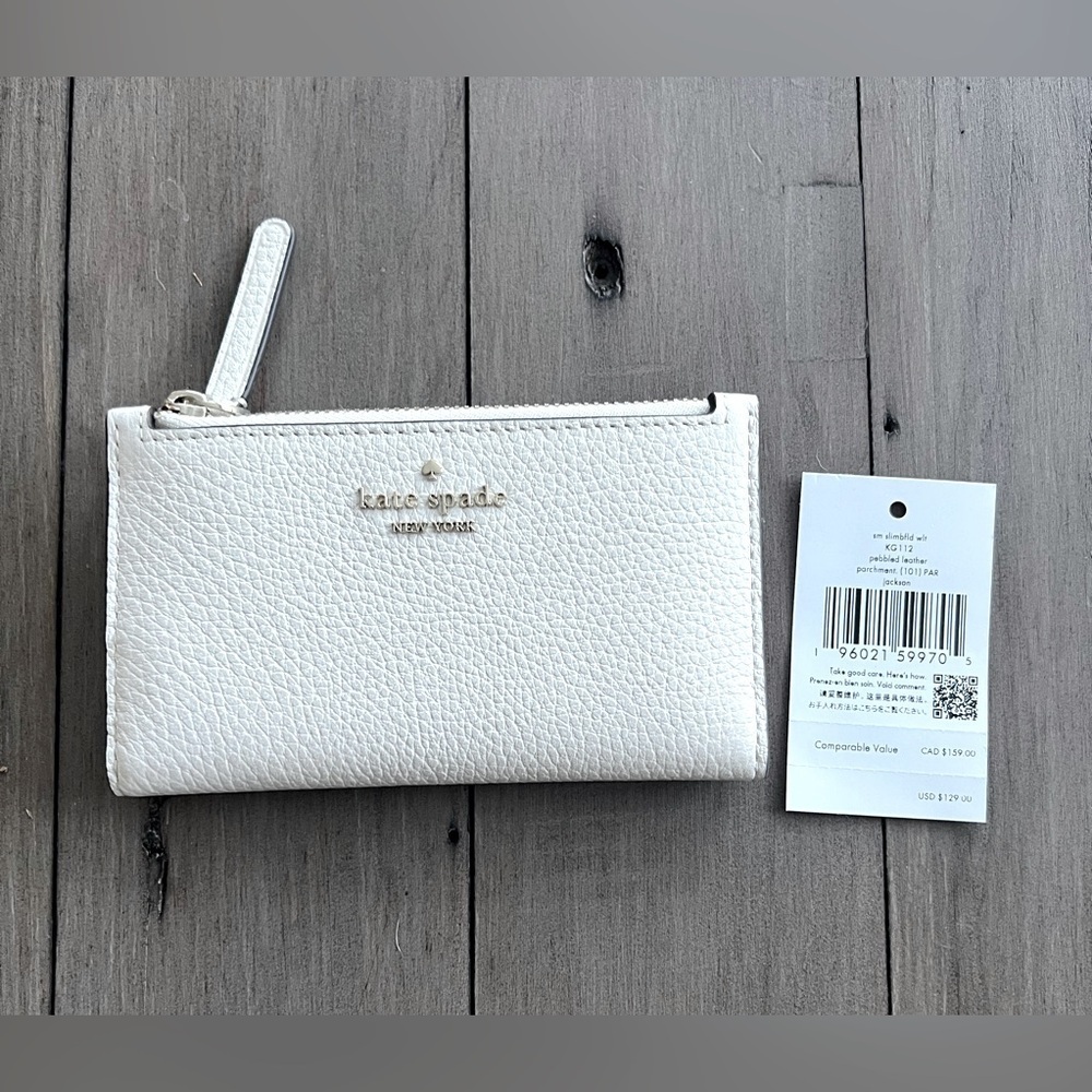 New Kate Spade New York Leila Slim Bifold Pebbled Leather Wallet NWT
